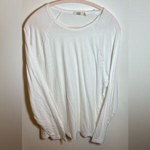 UGG White Long Sleeve Cotton Crewneck Shirt Size Large